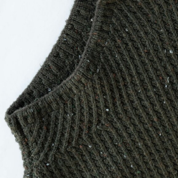 Talbots Mock Neck Sweater Olive Green Cable Knit Retro Mod'60s Neutral Pullover - Picture 11 of 13